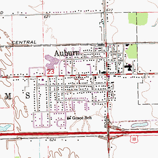 Topographic Map of Auburn Area Branch Library, MI