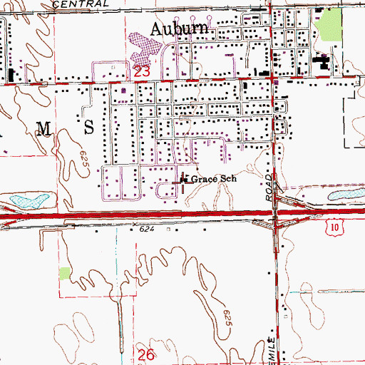 Topographic Map of Grace Lutheran Church, MI