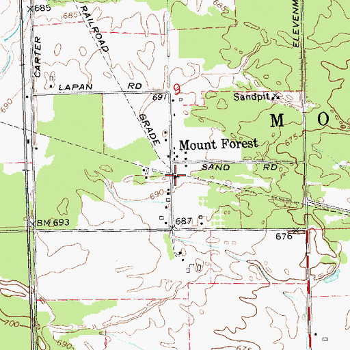 Topographic Map of Mountforest Station (historical), MI