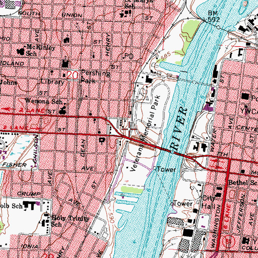 Topographic Map of West Bank City Station (historical), MI
