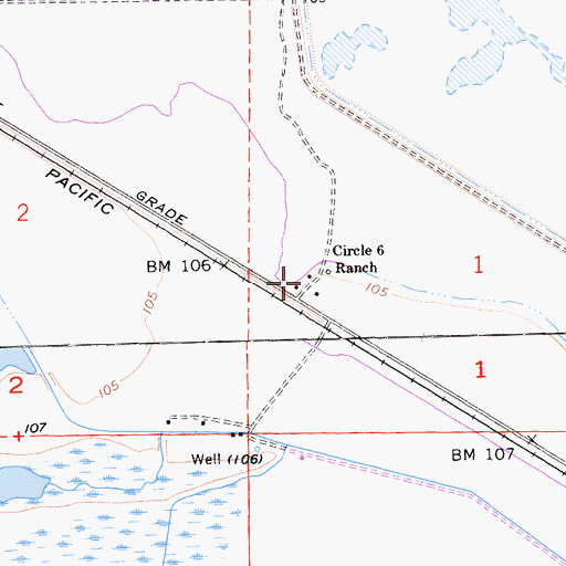 Topographic Map of Circle Six Ranch, CA