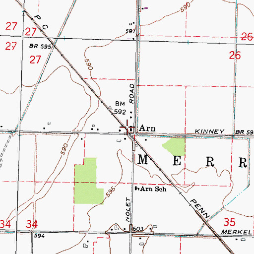 Topographic Map of Arn Station, MI