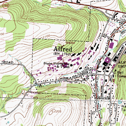 Topographic Map of Alfred State College Alfred Campus, NY