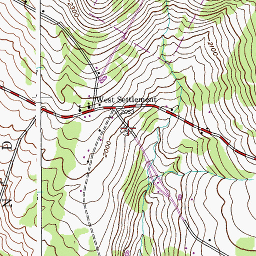 Topographic Map of West Settlement Cemetery, NY