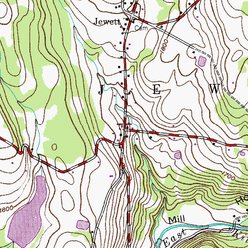 Topographic Map of Jewett Heights Cemetery, NY