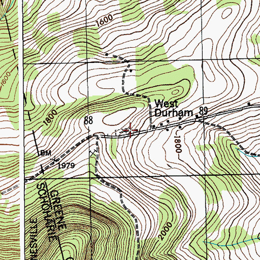Topographic Map of West Durham Cemetery, NY