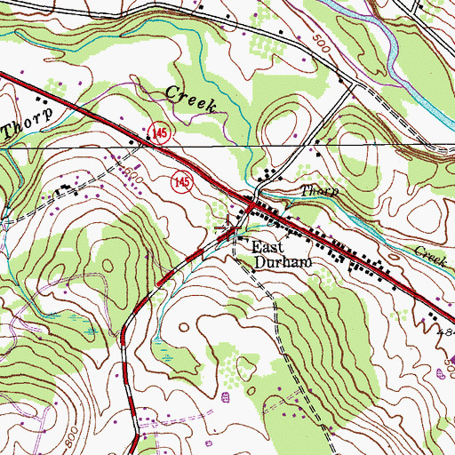 Topographic Map of East Durham Cemetery, NY