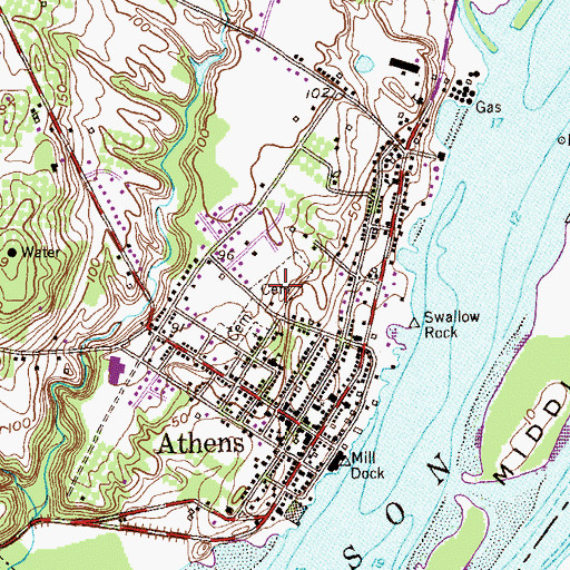 Topographic Map of Mount Hope Cemetery, NY