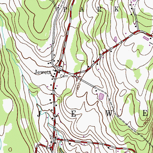 Topographic Map of Hull - Peck Cemetery, NY