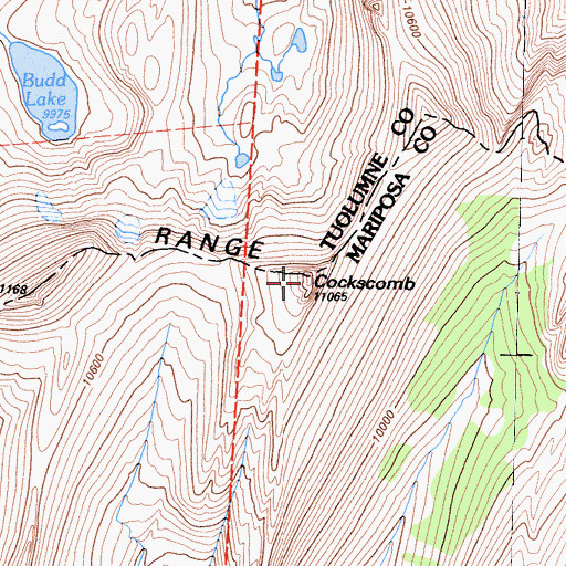 Topographic Map of Cockscomb, CA