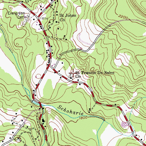 Topographic Map of Saint Francis De Sales Cemetery, NY
