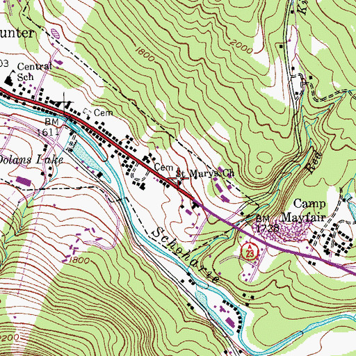 Topographic Map of Saint Mary's of the Mountain Church Cemetery, NY
