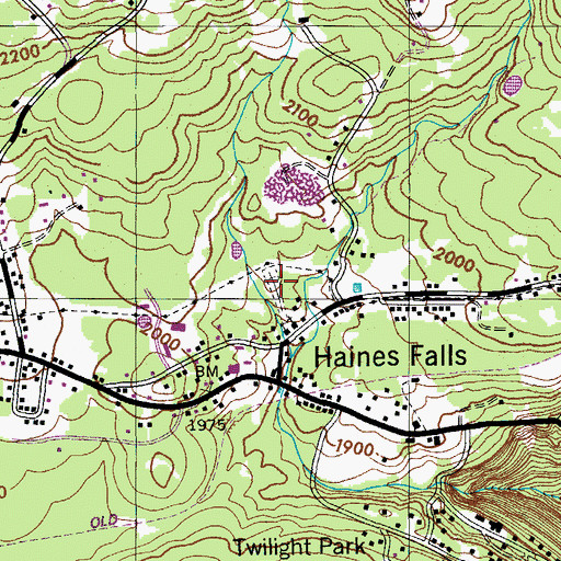 Topographic Map of Haines Falls Cemetery, NY