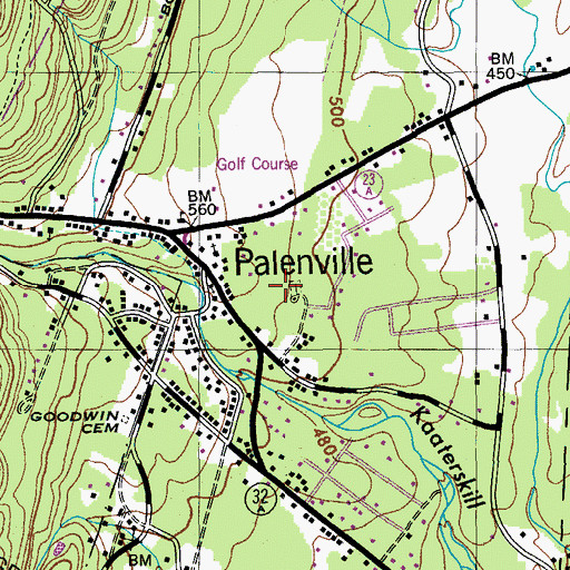 Topographic Map of Palenville Village Cemetery, NY