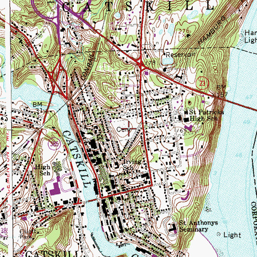 Topographic Map of Catskill Village Cemetery, NY