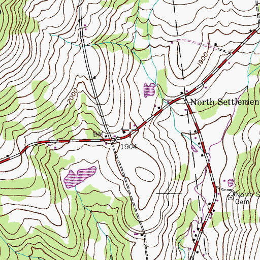 Topographic Map of North Settlement United Methodist Church, NY