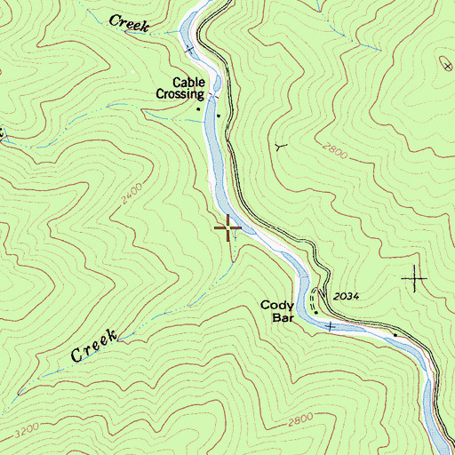 Topographic Map of Cody Creek, CA