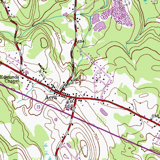 Topographic Map of Acra Village Cemetery, NY