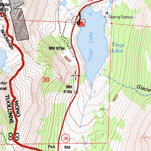 Topographic Map of Tioga Lake Overlook, CA
