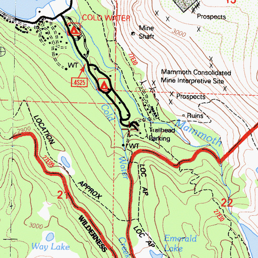Topographic Map of TJ Lake Trailhead, CA