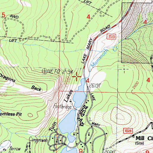 Topographic Map of Twin Lakes Vista, CA