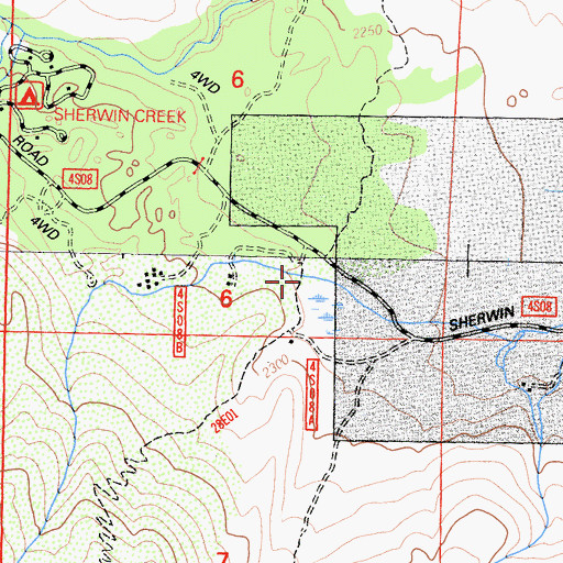 Topographic Map of Valentine Lake Trailhead, CA