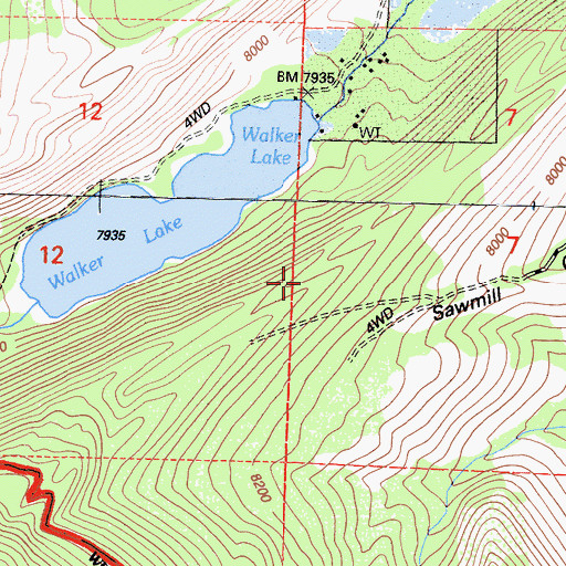 Topographic Map of Walker Lake Trailhead, CA