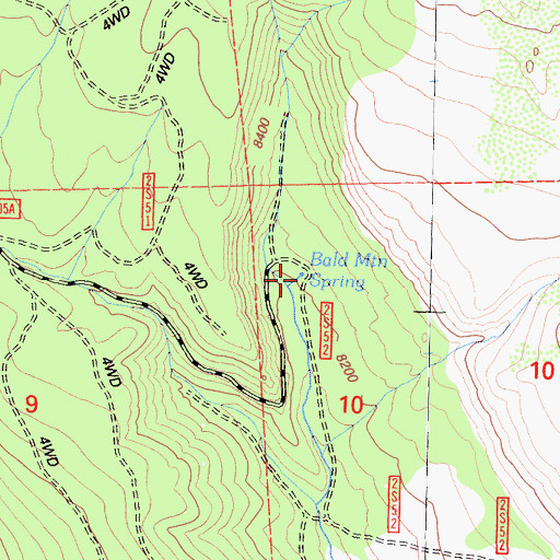 Topographic Map of Bald Mountain Springs Camping Area, CA