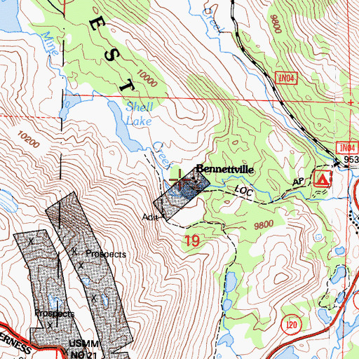 Topographic Map of Bennetville Interpretive Site, CA