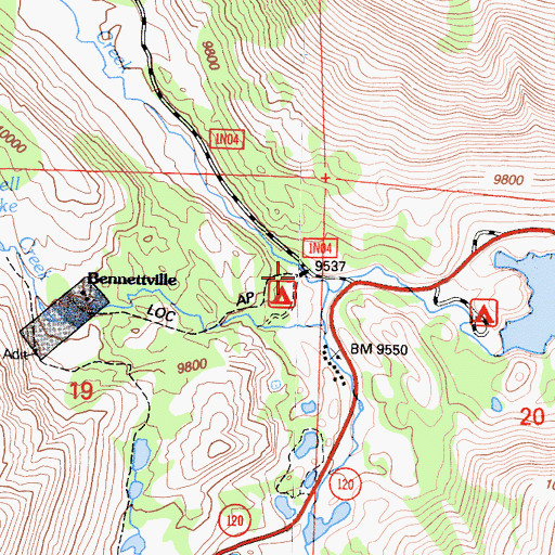 Topographic Map of Benneville Trailhead, CA