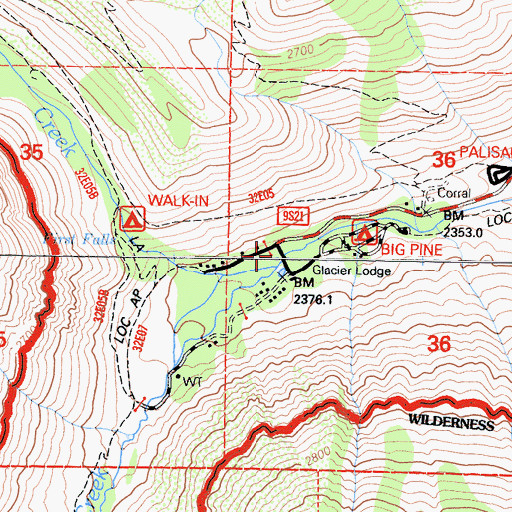 Topographic Map of Big Pine Creek Picnic Site, CA