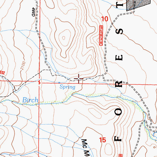 Topographic Map of Birch Lake Trailhead, CA