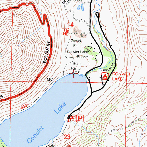 Topographic Map of Convict Boating Site, CA