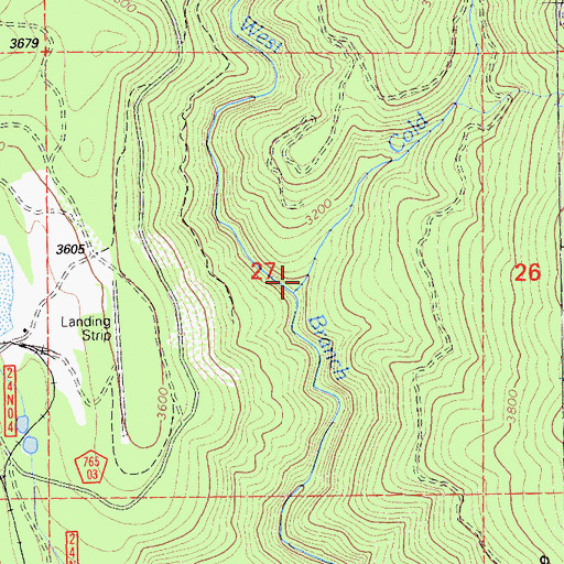 Topographic Map of Cold Creek, CA