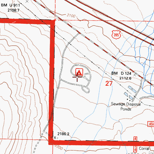 Topographic Map of Crowley Lake Campground, CA
