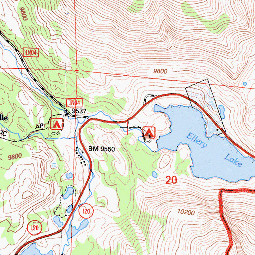 Topographic Map of Ellery Campground, CA