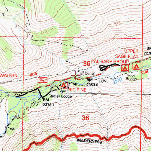 Topographic Map of Glacier Pack Station, CA