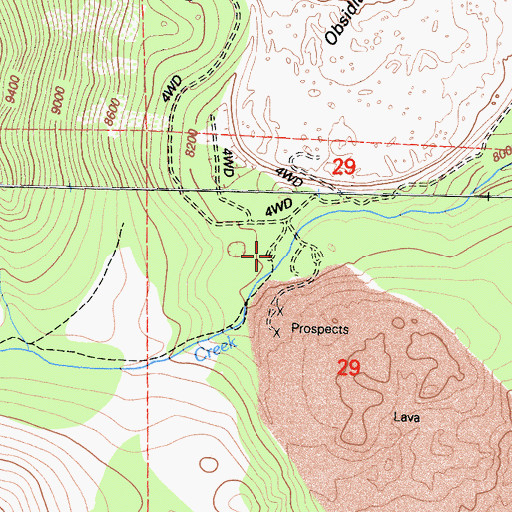 Topographic Map of Glass Creek Meadow Trailhead, CA