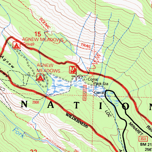 Topographic Map of High Trail Trailhead, CA