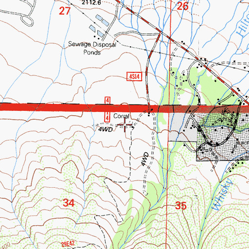 Topographic Map of Hilton Creek Trailhead, CA