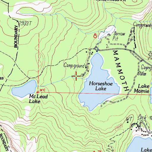 Topographic Map of Horseshoe Lake Group Campground, CA