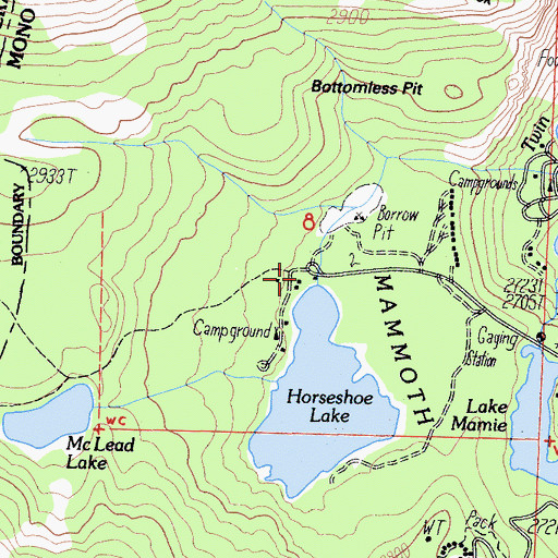 Topographic Map of Horseshoe Lake Picnic Site, CA