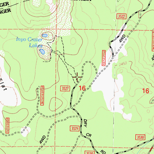 Topographic Map of Inyo Craters Interpretive Site, CA