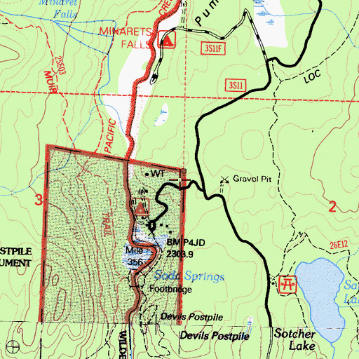 Topographic Map of John Muir Trail North Trailhead, CA