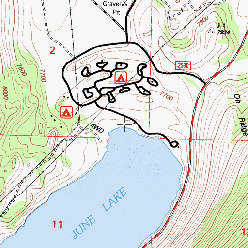 Topographic Map of June Lake Beach, CA
