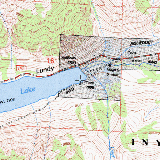 Topographic Map of Lakes Canyon Trailhead, CA
