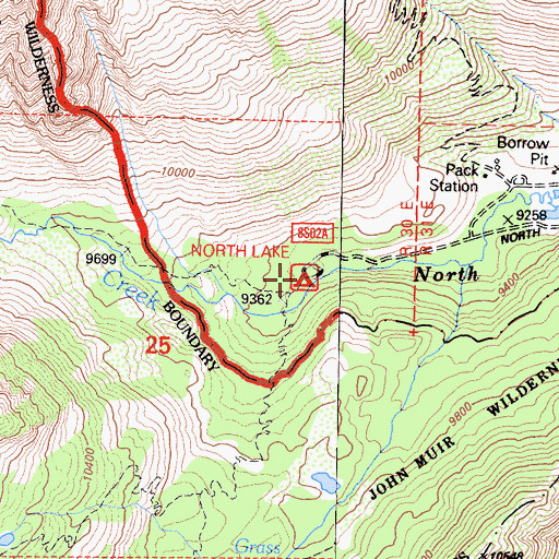 Topographic Map of Lamarck Lakes Trailhead, CA