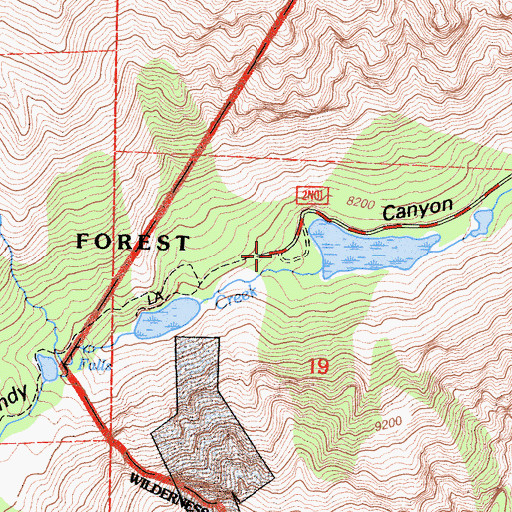 Topographic Map of Lundy Canyon Trailhead, CA