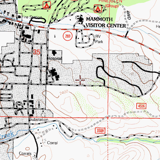 Topographic Map of Mammoth Amphitheater, CA