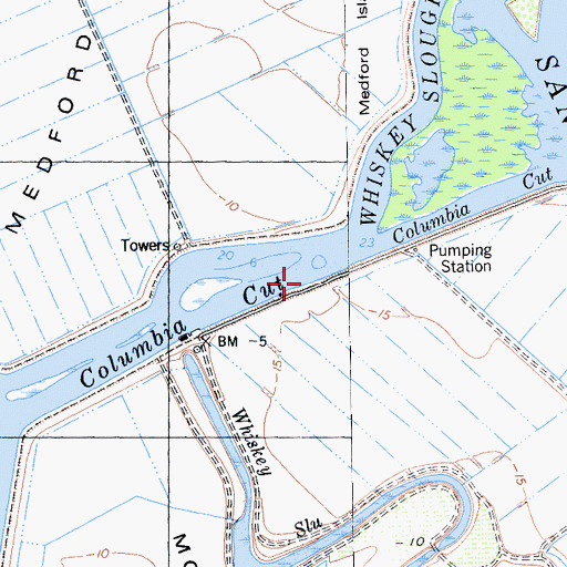 Topographic Map of Columbia Cut, CA